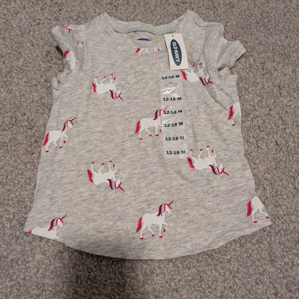 Old Navy Heather Gray Unicorn Tee